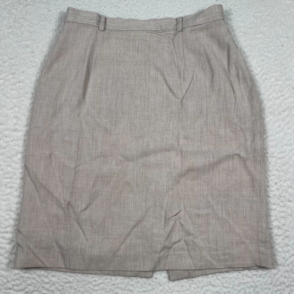 Tweeds Short Pencil‎ Skirt Size 8 Khaki Tan Career Office Capsule Wool Blend